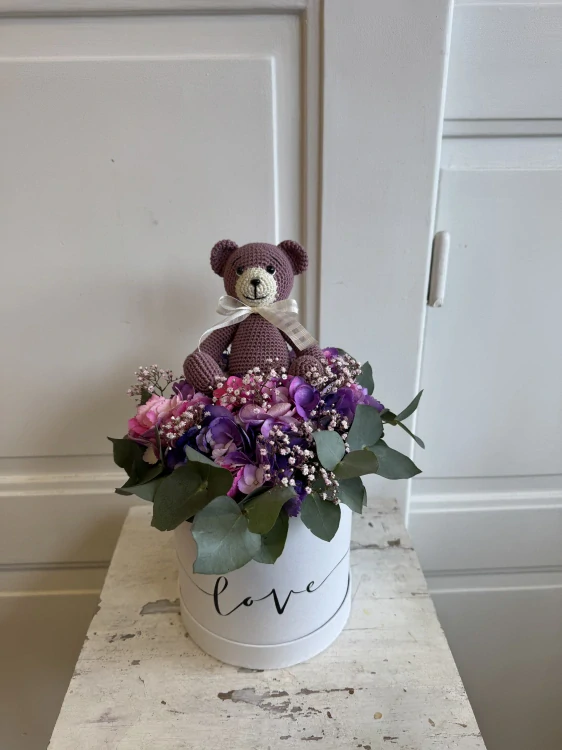 Flower box - hortensie s medvídkem